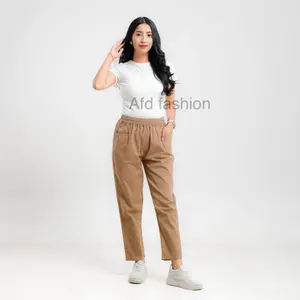 Naura Celana Panjang Wanita size L XL XXL XXXL Super  JUMBO Pinggang Karet bahan cotton Twill Melar Casual