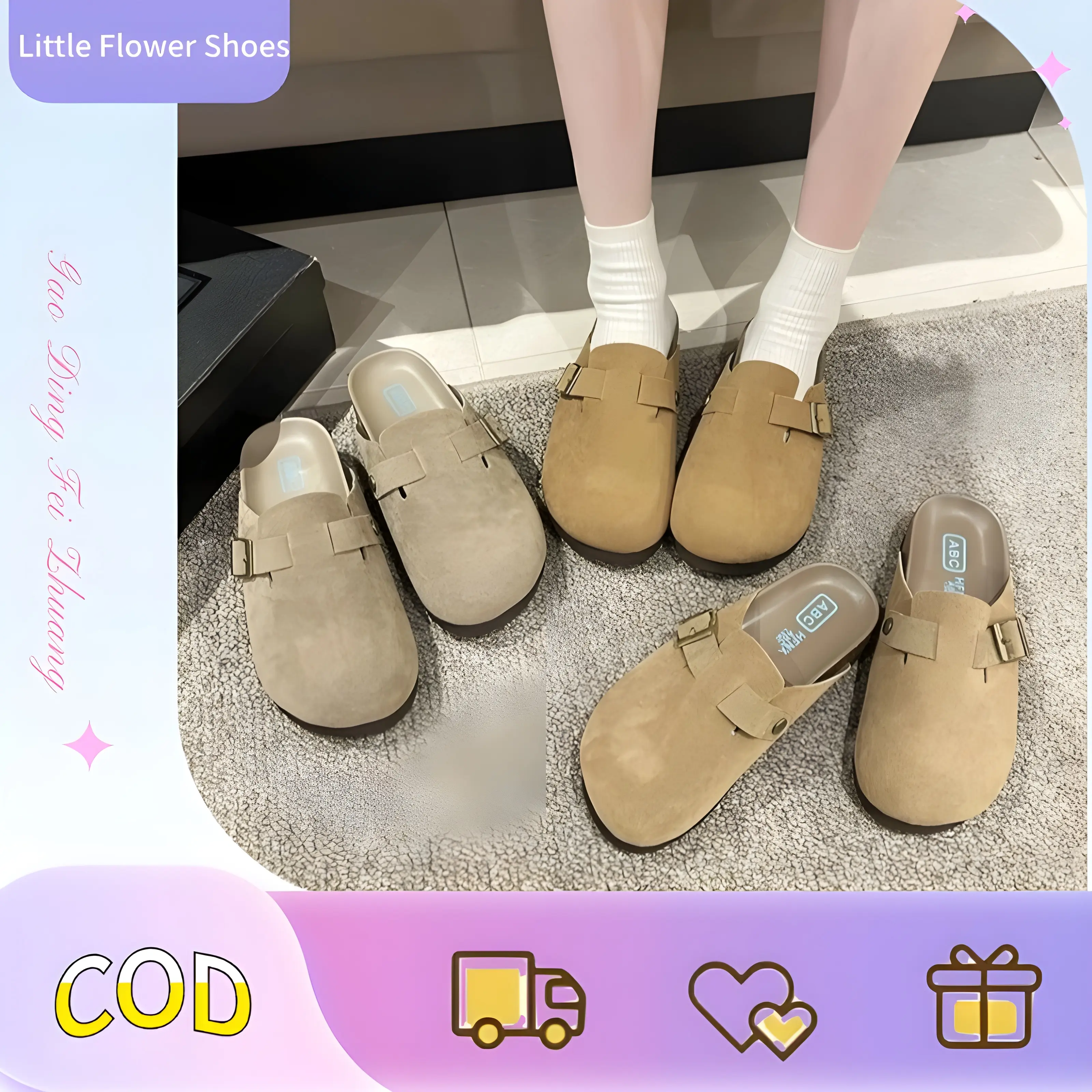 British Birkenstock Thick-Soled Boken Closed-Toe Slippers Girls Slip-on Lazy Shoes Fashion Popular Style