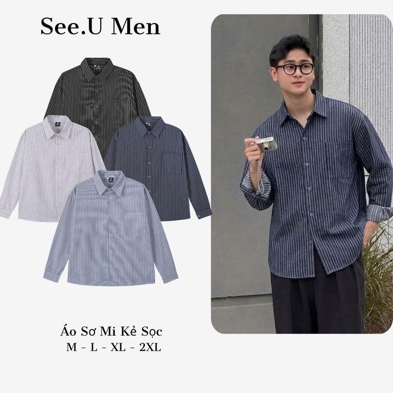 Áo Sơ Mi Nam Kẻ Áo Sơ Mi Nam Tay Dài Form Oversize Phong Cách Hàn Quốc Trẻ Trung SeeUMen SM01