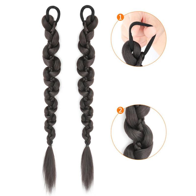 Product Introduction of 2023 New 1PC/1pair woman Natural Wig dirty wig braids  twist braids Black Ponytail Braids 50CM 7