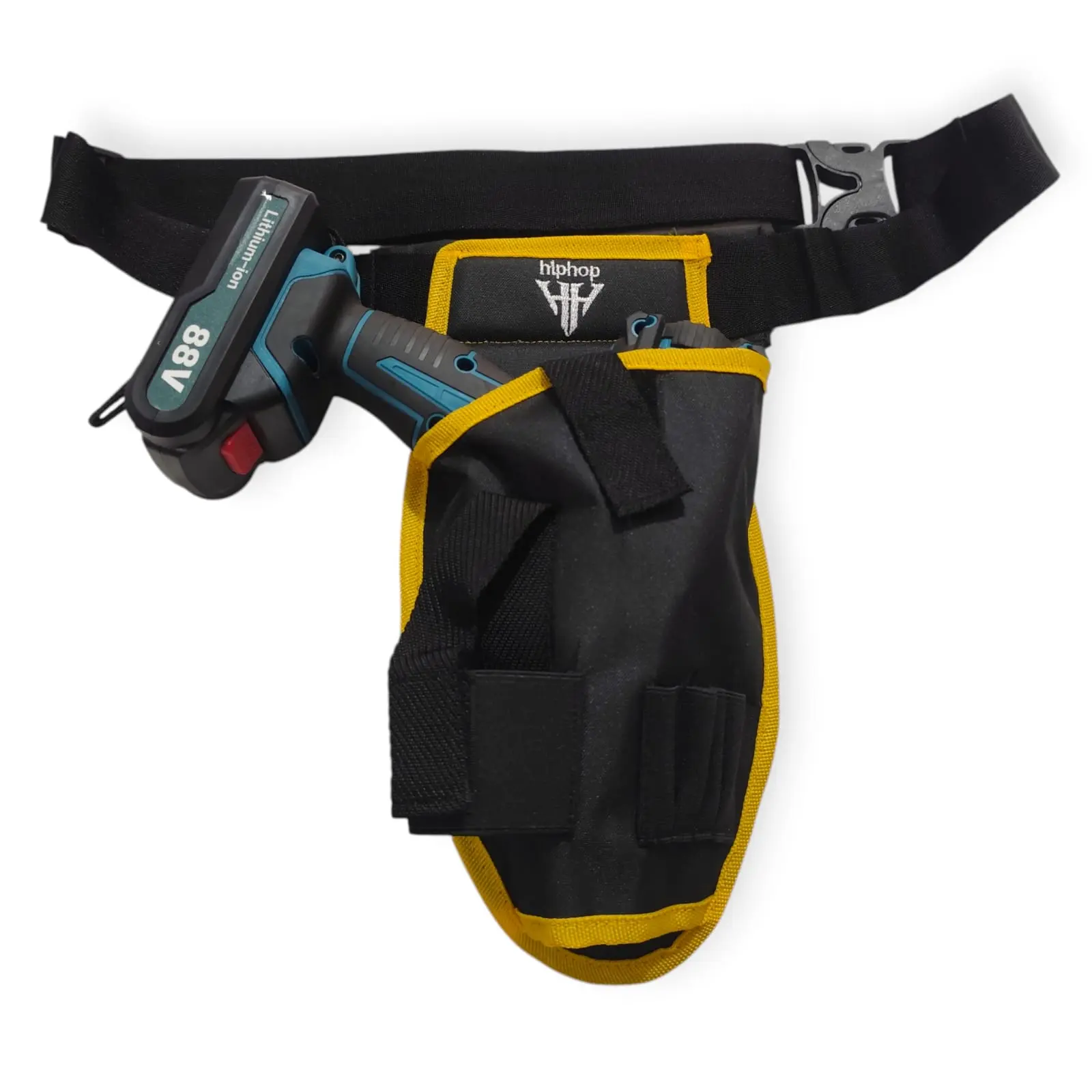 Tas Pinggang Perkakas Mesin Bor Batre Listrik Warna Kuning Hijau Biru Tool Bag Dengan Slot Perkakas Dan 1 Kantong Tengah Cocok Untuk Pria