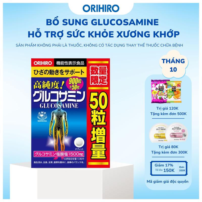 TPBSSK Orihiro Bổ Sung Glucosamine Xương Khớp Dạng Viên Uống, 900 viên - 950 viên/hộp - ORIHIRO NHẬT BẢN CHÍNH HÃNG