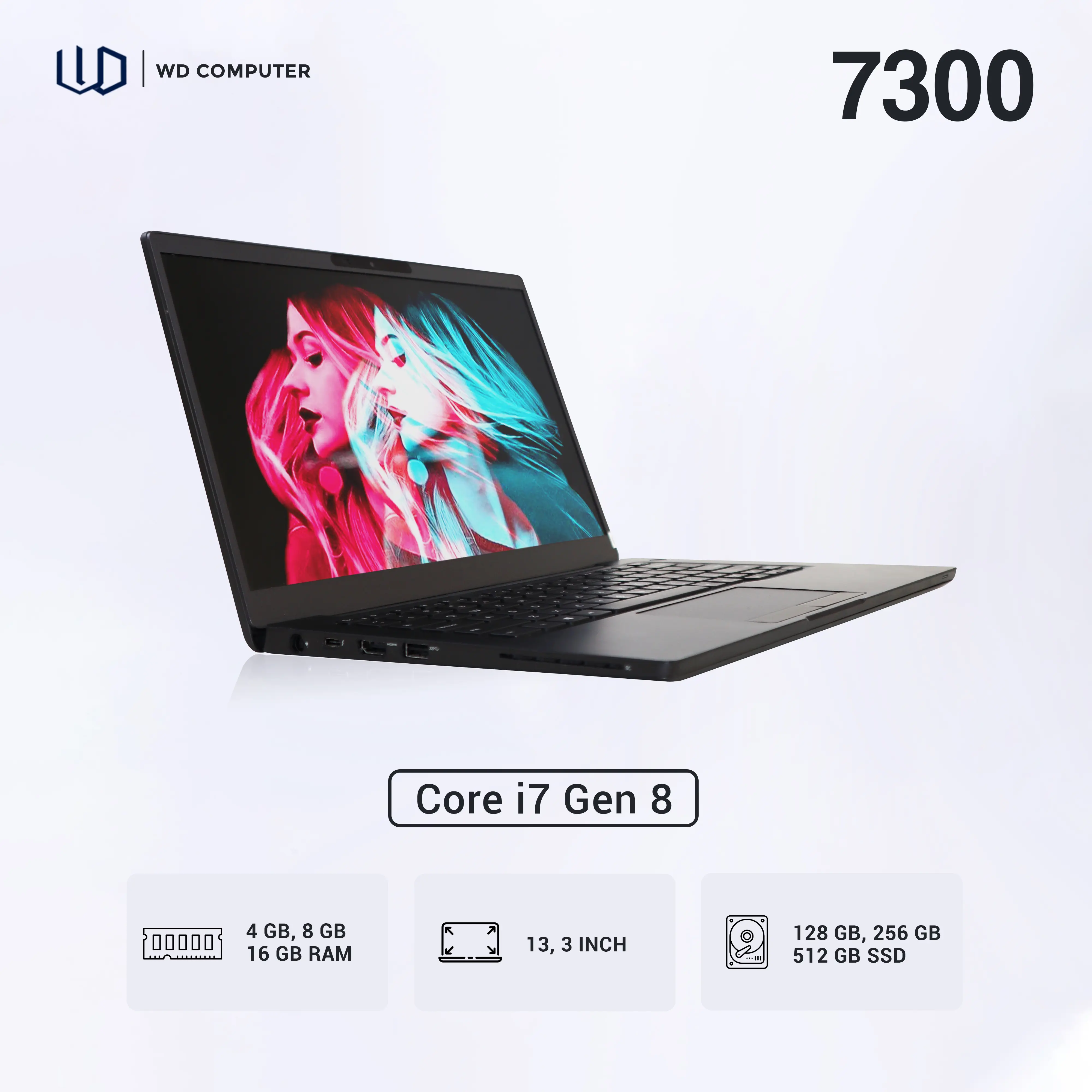 Laptop Kerja 7300 core i7 gen 8 Ram 16gb ssd 1TB I Bonus mouse dan tas