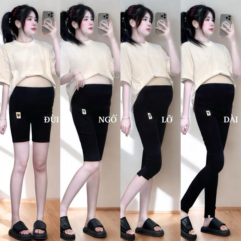 40 - 95kg Quần Bầu Đùi Ngố Lững 9 Tất Và Dài Legging Hình Mèo Chất BozipCotton Co Giãn 4 chiều Có Chun Chỉnh Bụng