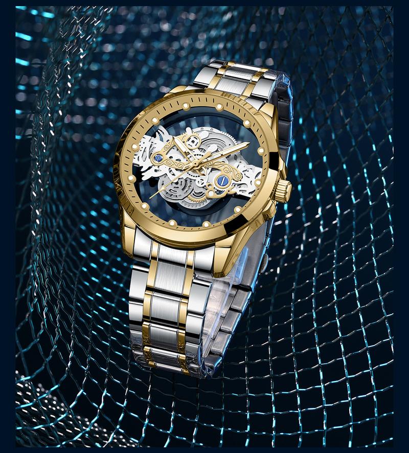 Product Introduction of 【003Harga telah diganti, cepat beli】BIDEN Jam Tangan Pria Anti Air Transparan Dial Cool Kuarsa Tali Stainless Steel Jam Tangan Cowok  YN0574 14
