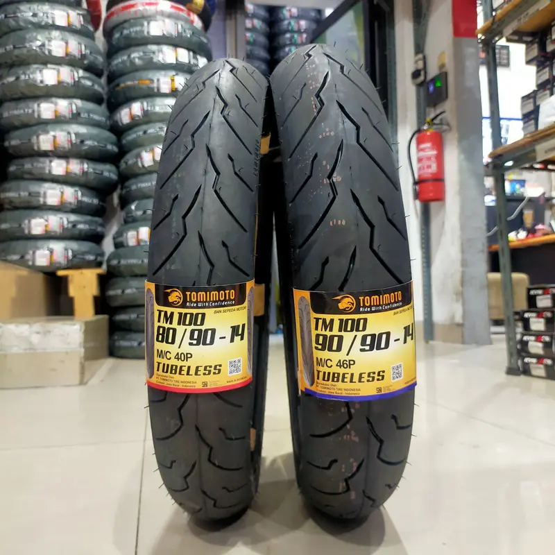 Ban Motor Tomimoto 80/90-14 90/90-14 Tubeless Ring 14 Donat Gratis Pentil TM100 TM125 TM225 TM300 TM325 1