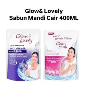 Glow & Lovely Sabun Mandi Cair Multi Vitamin 400ml dengan AHA BHA untuk Kulit Glowing Alami