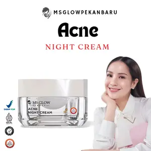 MS GLOW - ACNE NIGHT CREAM Perawatan Wajah Berjerawat Menyembuhkan