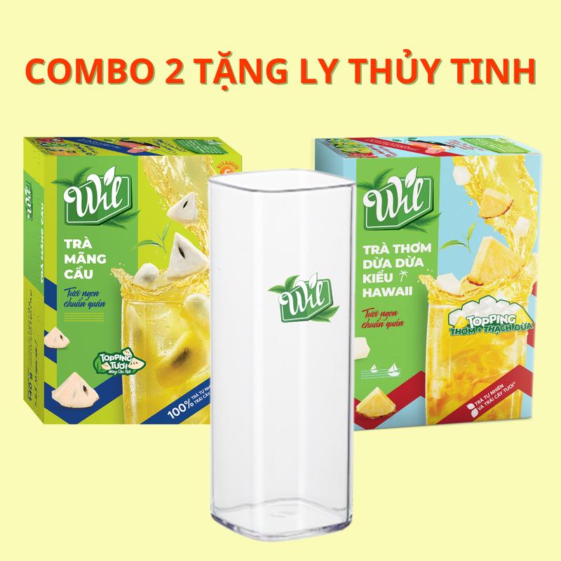 [TẶNG LY THỦY TINH] Combo 2 trà trái cây topping Wil Best Seller vị mãng cầu và thơm dừa dừa tươi ngon chuẩn quán