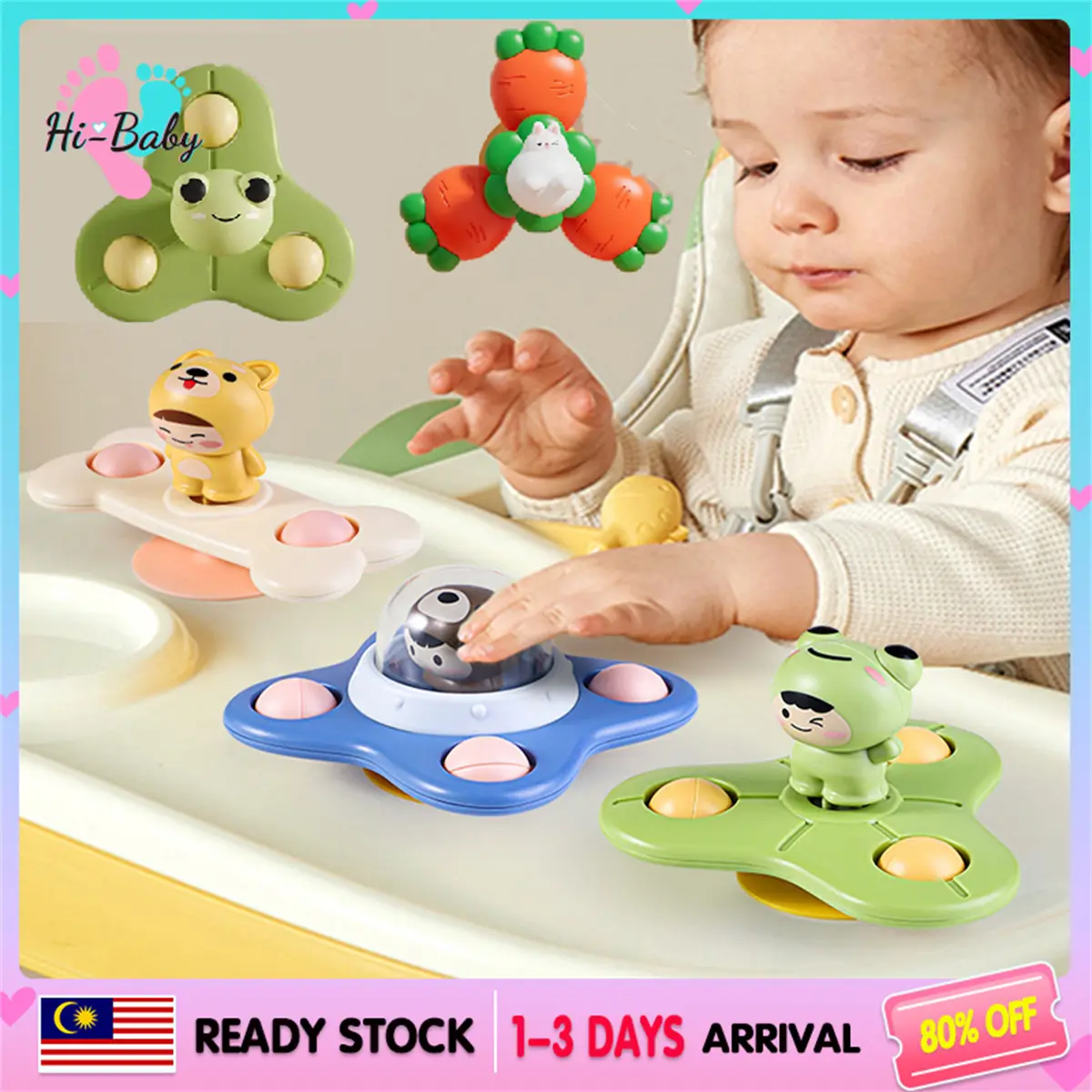 Baby Spinner Toys Toddler Bath Toy Finger Spin Toy With Rotation Bathing  Suction Cup Toy Sensory Learning Mainan Bayi Budak Permainan