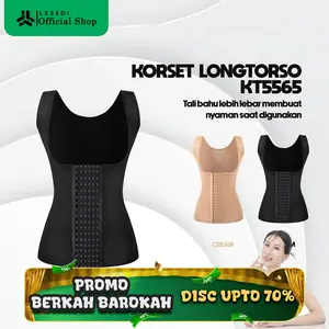 Korset Wanita Bermotif Polos High Waist Pengecil Perut Stagen 6 Pengait 4 Penyangga KT5565