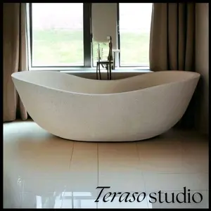 Bathtub Teraso Lengkung 150cm - Bathub Standing Lengkung Terrazzo P150cm L60cm T60cm
