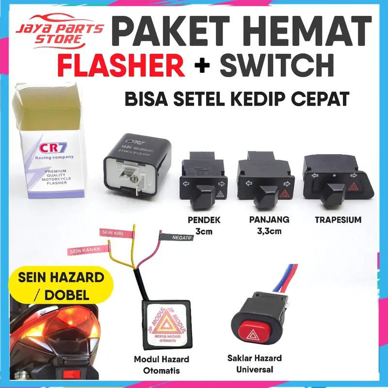Saklar + Flasher Kedip Cepat untuk Motor Yamaha Honda Suzuki - Tombol Variasi Modifikasi 0