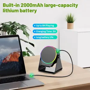 Dudukan Ponsel dengan Speaker Bluetooth Nirkabel dan Alas Anti Selip, Suara Surround HD & Lampu LED Berubah Warna, Baterai Kapasitas Besar, Kompatibel dengan Ponsel dan iPad