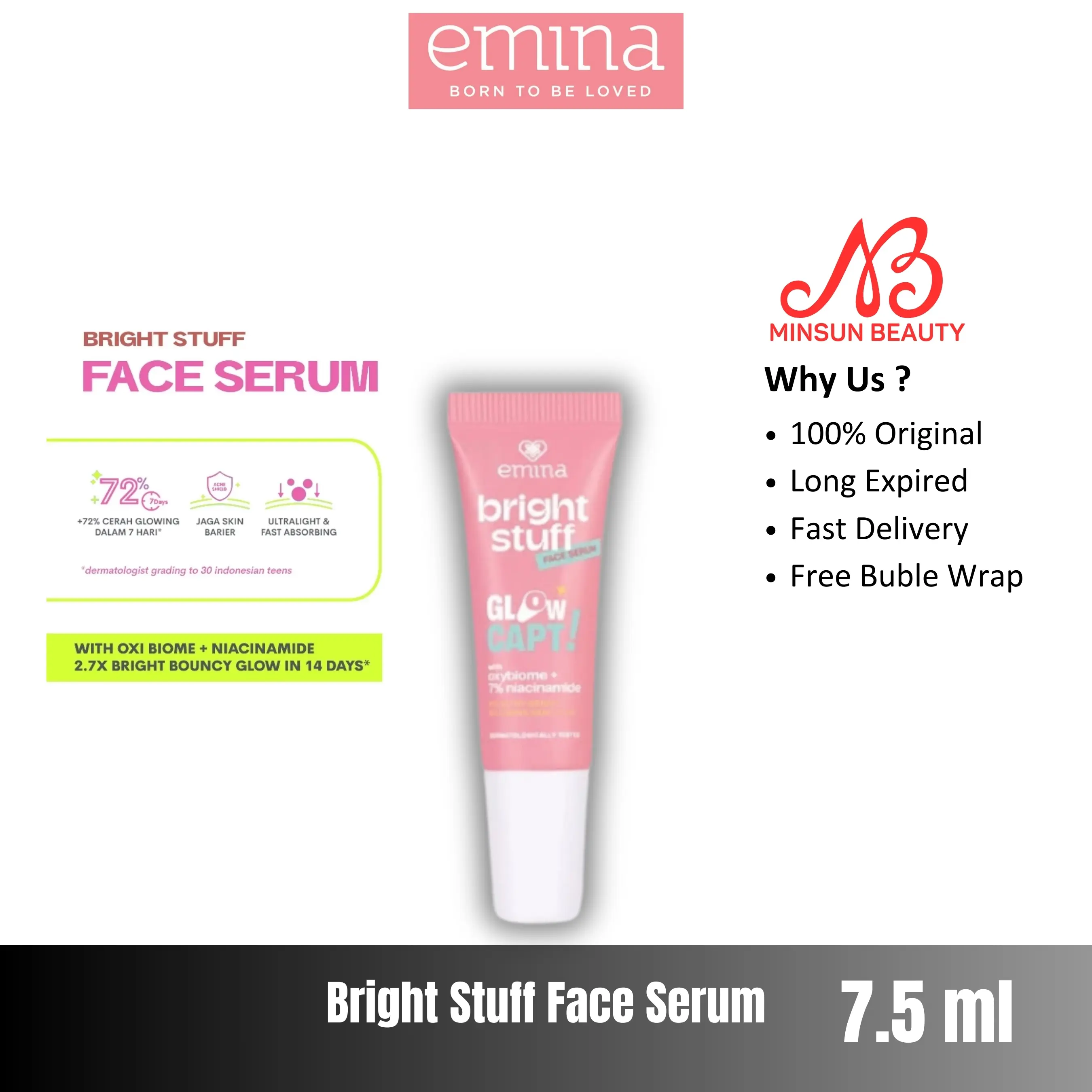 Emina Bright Stuff Face Serum 7.5ml Healthy-Bright Glowing Skin