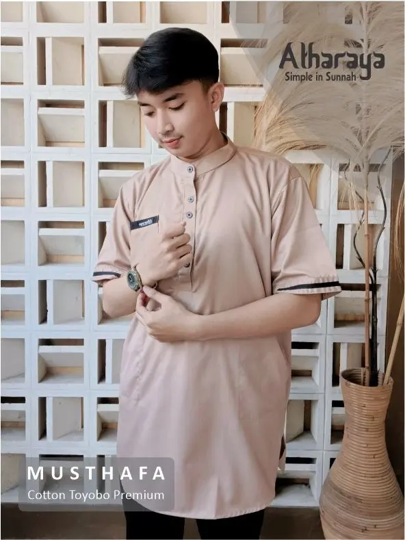 TERLARIS Baju Koko Pria Lengan Pendek Katun Toyobo Kurta Muslim Nyaman Santai 6