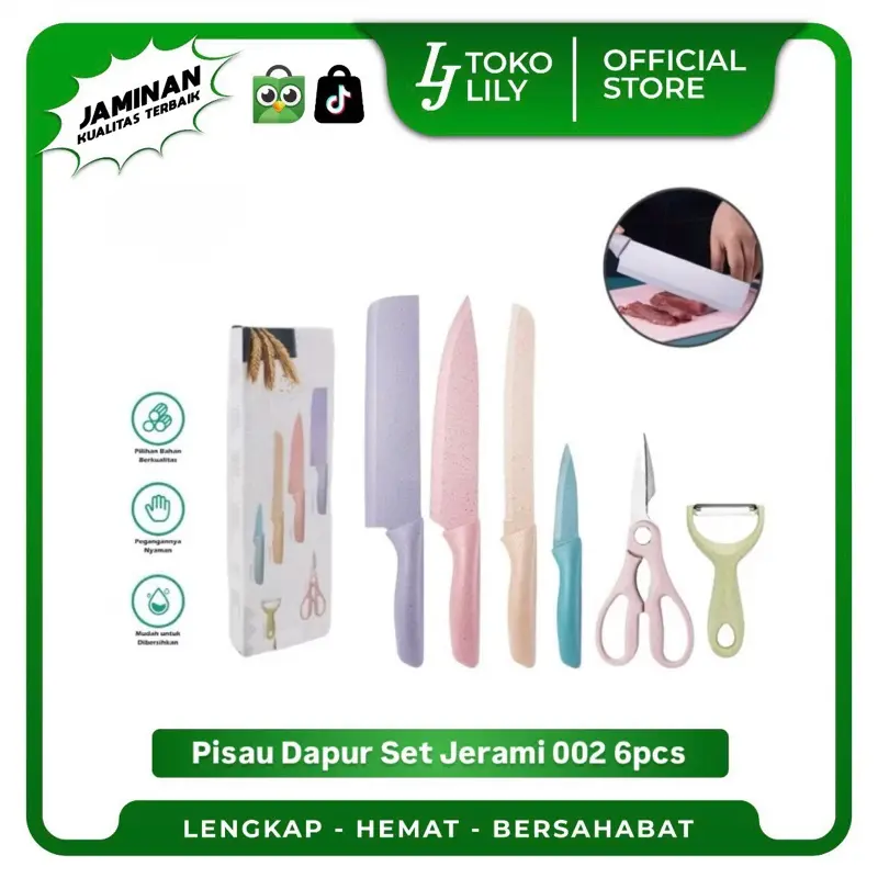 Pisau Dapur Jerami 6in1 Set Stainless Steel Anti Lengket ER-0278