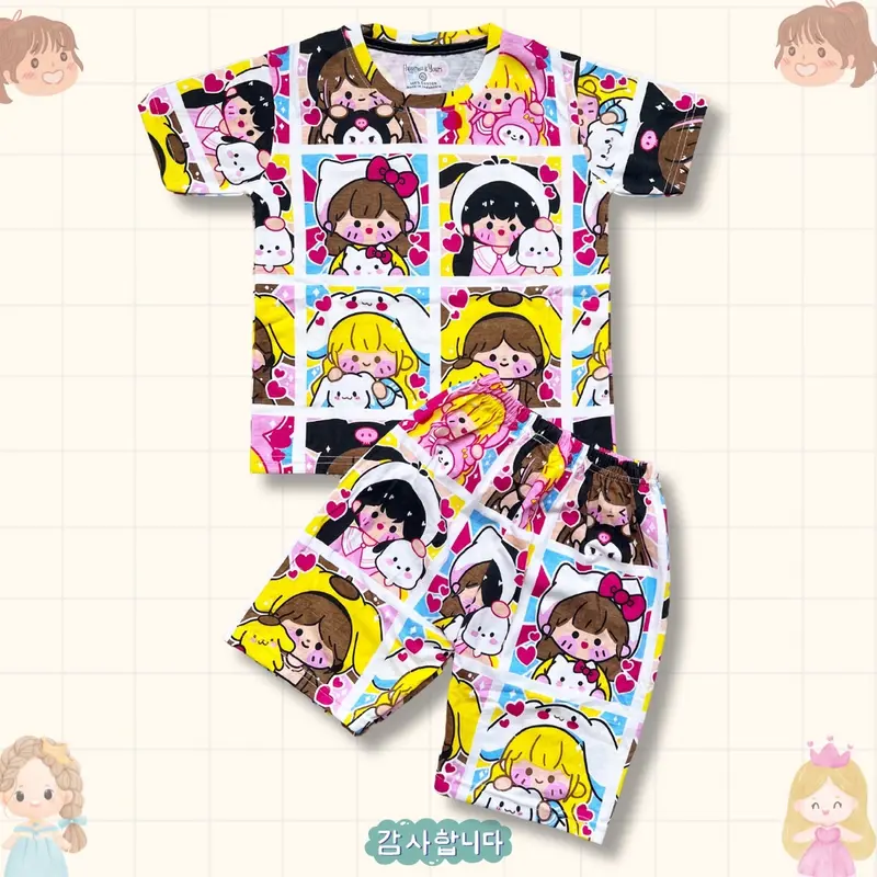 SETELAN FULLPRINT ANAK CEWEK CHIBI BAJU ANAK CEWEK SETELAN ANAK PEREMPUAN 3