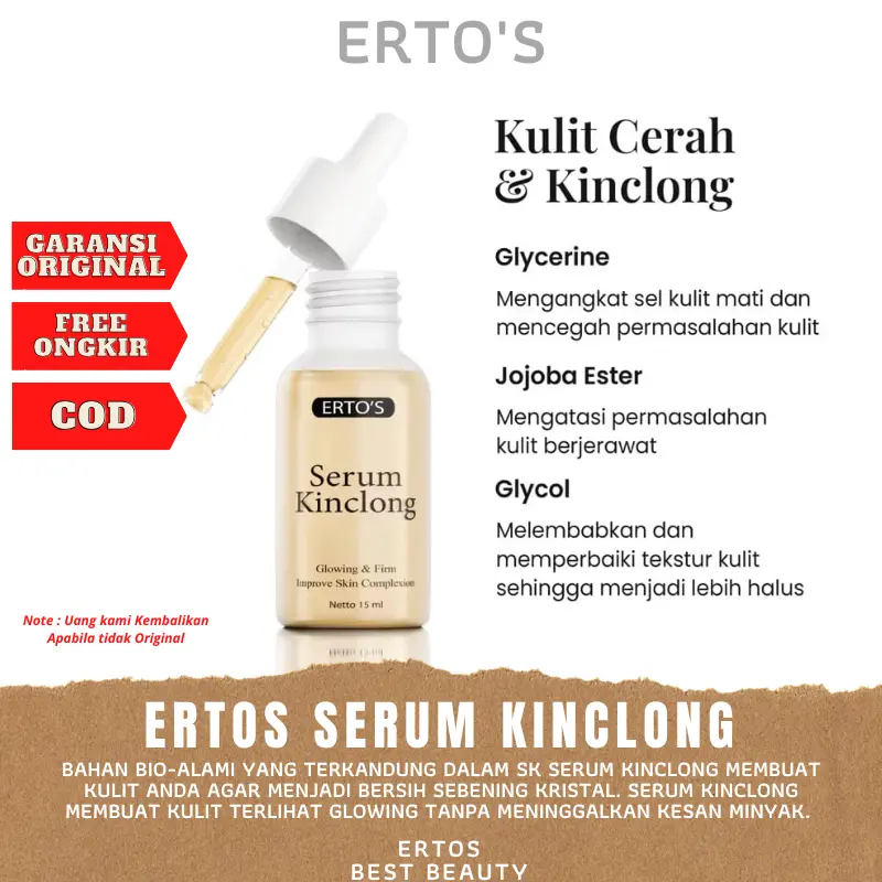 Ertos Serum Kinclong Serum Pencerah Wajah Glowing Mencerahkan Muka Facial Aging