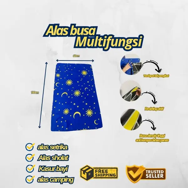 Alas Setrika Busa Jumbo Portable Uk 100x60x5 Alas Gosok Anti Lengket Tahan Panas Busa Padat Terdapat tali untuk mengikat gulungan Gantungan 1