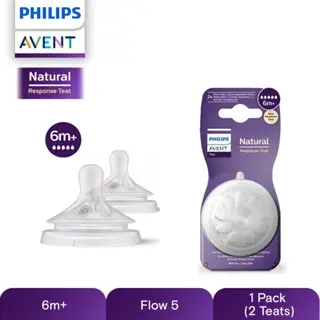 PHILIPS AVENT Dot Nipple Natural Response Teat isi 2 Pcs 1m/3m/6m/9m / Dot Botol Susu Avent Natural Wideneck