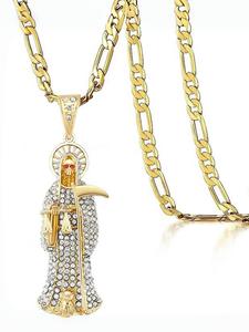 1 pieza de Collar de Santa Muerte con Diamantes de Imitación Deslumbrantes