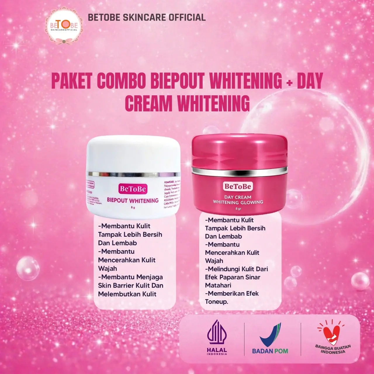 Betobe Biepout Whitening Cream Membantu Mencerahkan, Melembabkan ...