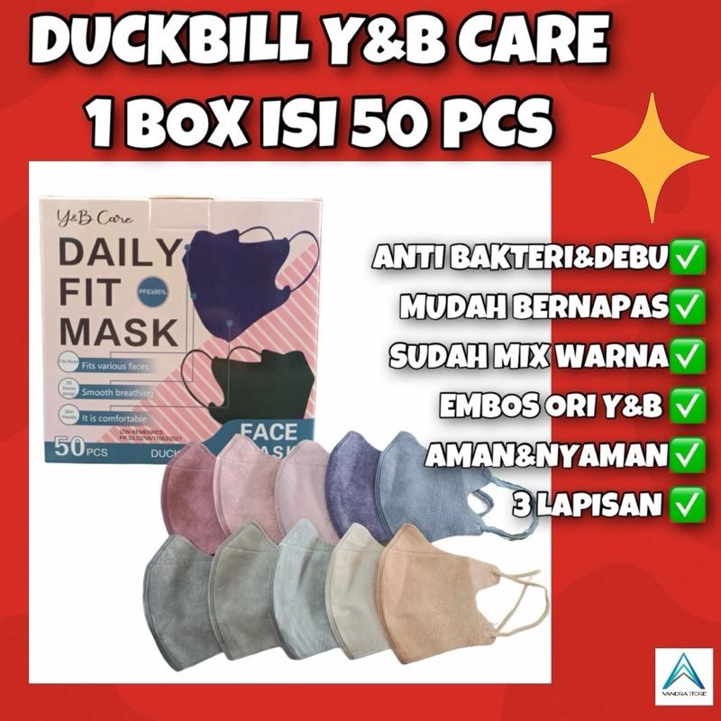 Masker Duckbill Y&B Care Mix Warna 3 Ply Isi 50 PCS - Ada Embos, Tali ...