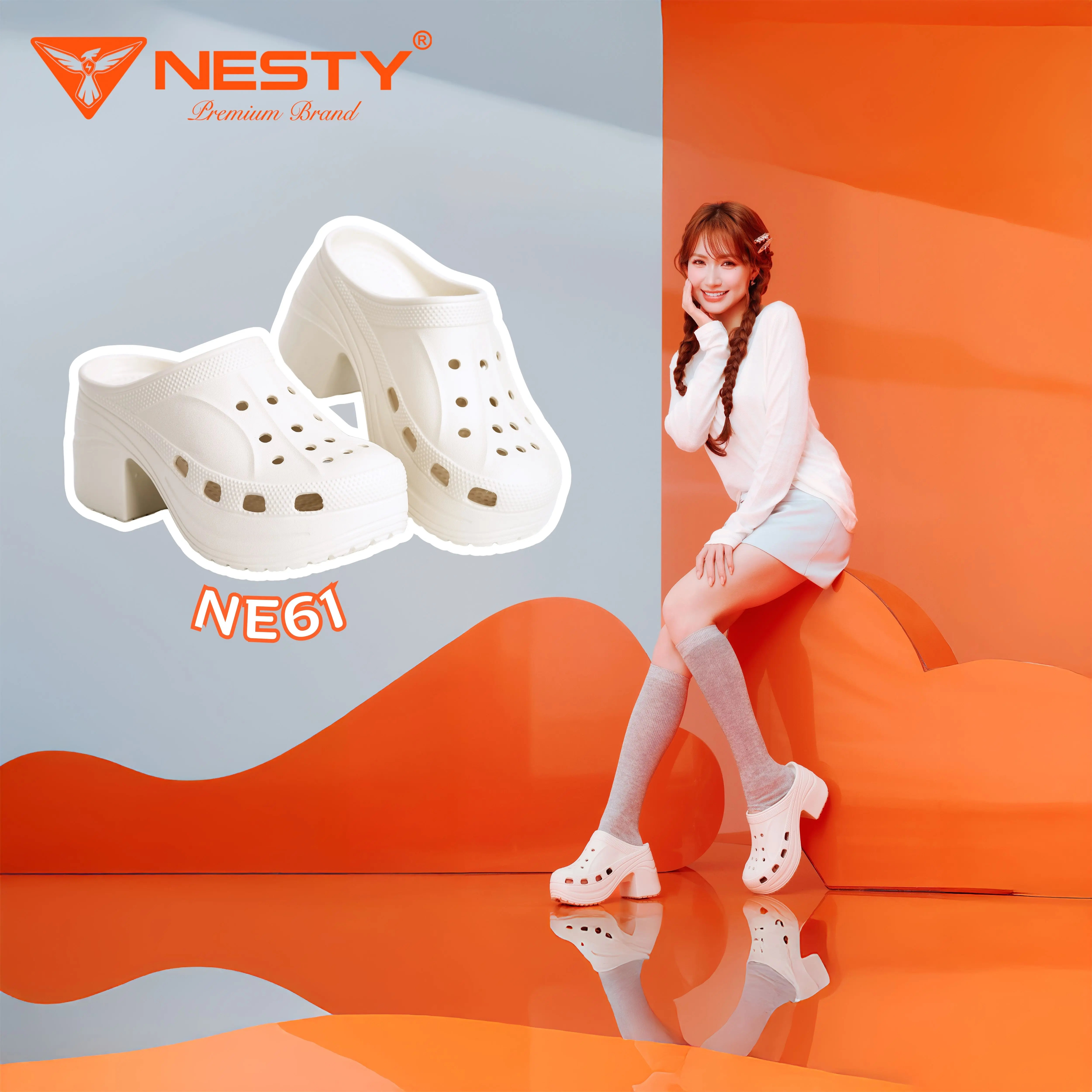 [NE61] [TẶNG CHARM 3D] DÉP SỤC ĐẾ CAO 9CM ĐÚC NGUYÊN KHỐI NESTY [KO1]