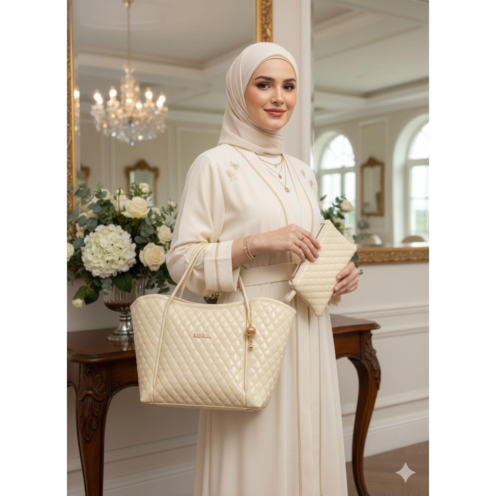 [Spesial Live] Almeera - Totebag Vione Glossy Bag Tas Wanita Esensial Elegan Kapasitas Luas Tas Jinjing Free Dompet dan Gantungan