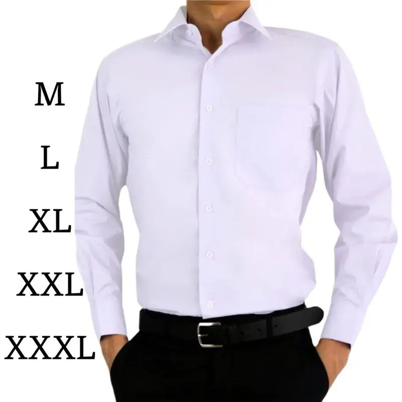 kemeja kantor pria lengan panjang warna putih slimfit bahan halus Formal Baju Kerja Hitam Katun