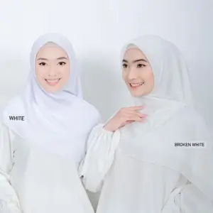 Promo Hijab Pollycotton Hijab Square ( Putih Bersih, Putih BW/Broken White ) COD