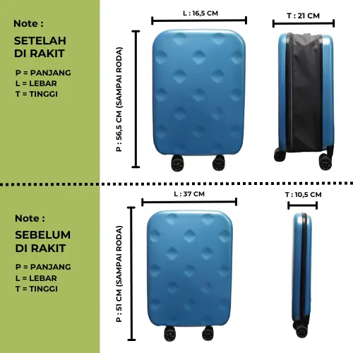 Koper Lipat L9009 20 inch Koper traveling jastip koper kabin 4 roda 360 derajat 4