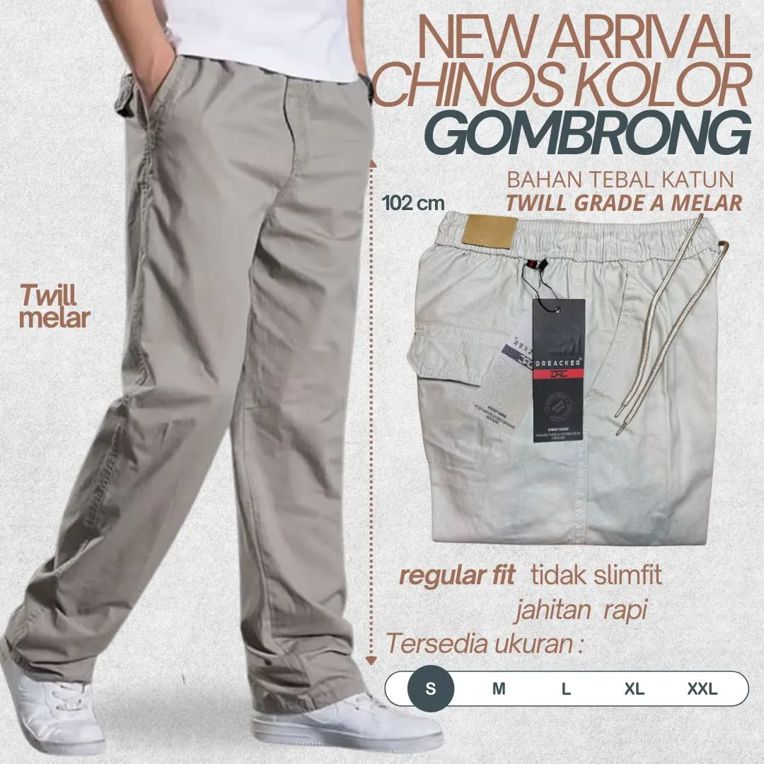 Celana Skena Pria Sam Original Celana Pria Chinos Panjang Pinggang Karet Katun Twill Stretch Melar Tebal Nyaman Standar Jumbo Dewasa Cowok Casual Distro