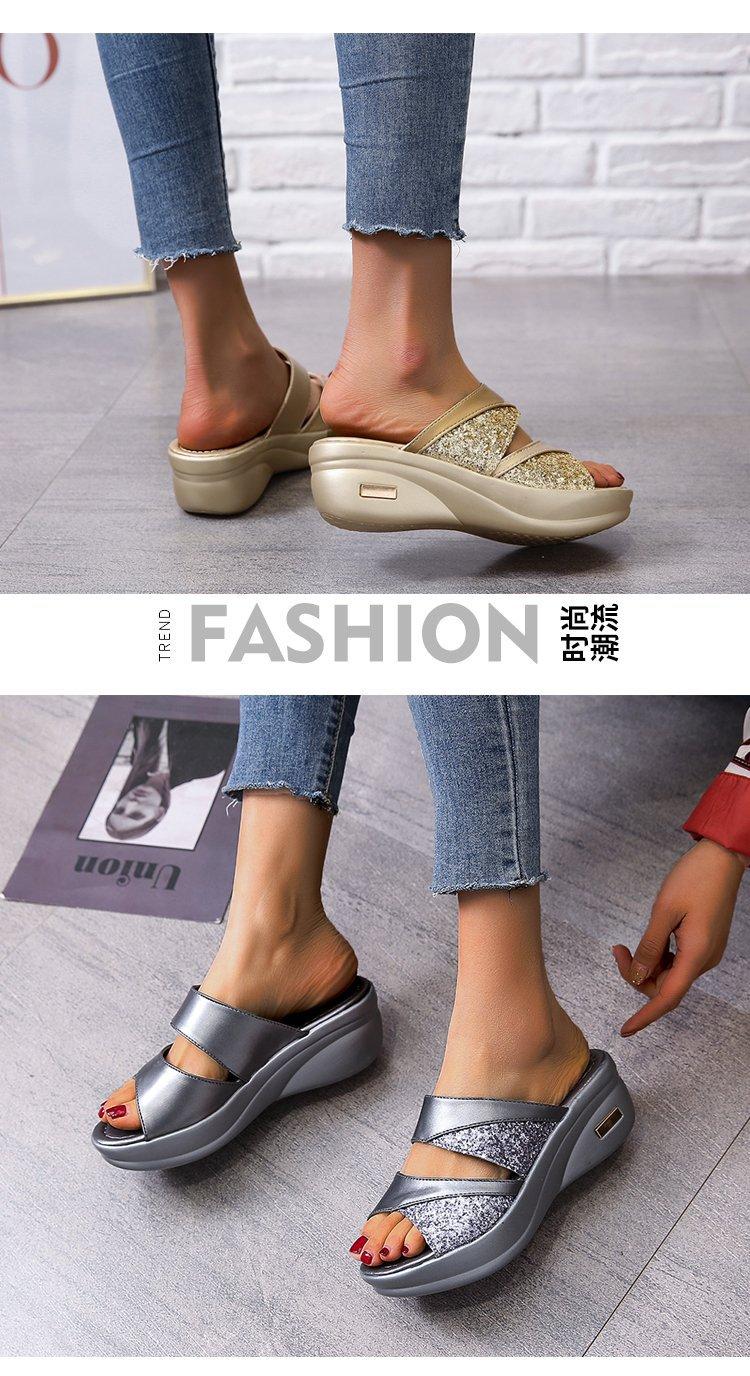 Product Introduction of Dép Slingbacks Thường Ngày Dành Cho Nữ, Bệ Đế Xuồng PU Lấp Lánh, Dép Thoải Mái, Dành Cho Phụ Nữ, Bộ Sưu Tập Mùa Lò Xo 2024, Dép Đế Xuồng Mùa Hè 12