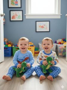 PACK DE 2 PIJAMAS- Conjunto de 2 Piezas de Algodón Suave con Estampado de Dinosaurios Multicolor y Pantalón de Cuadros Gingham, Ideal para Descanso y Juego.