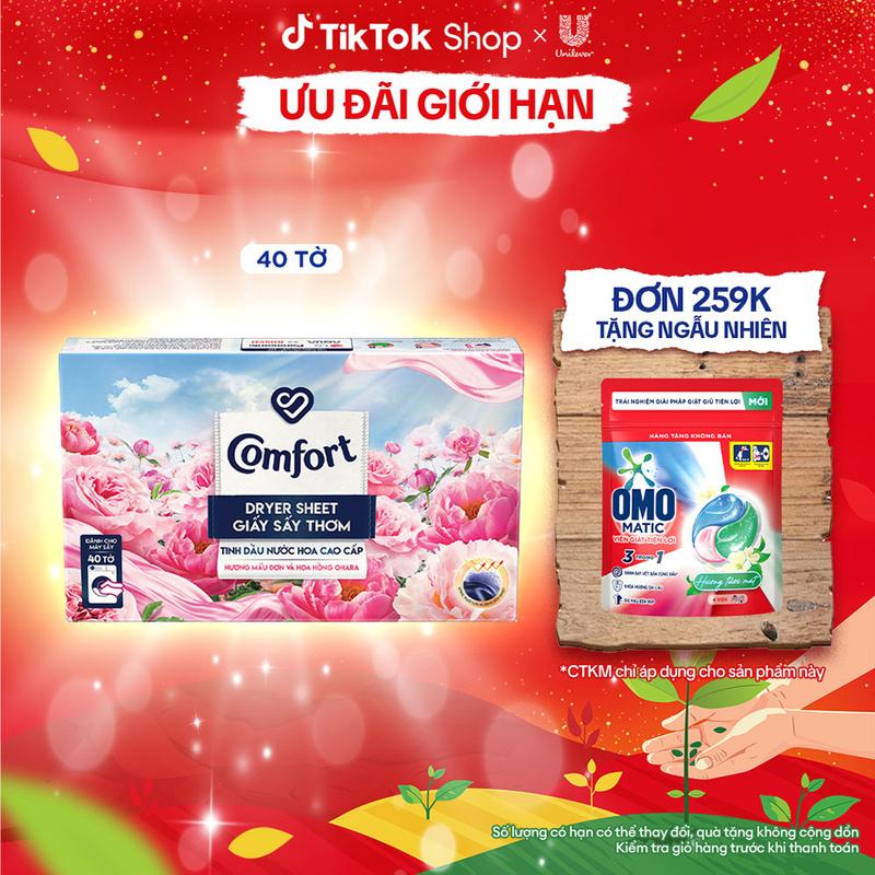 Giấy Thơm Comfort Hương Mẫu Đơn Và Hoa Hồng Ohara 40 tờ Dành Cho Máy Sấy Quần Áo Tủ Quần Áo 1