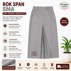 Rok Span SMA Abu Tetrex 2020 panjang biku satu pinggang polos APRILMOP premium