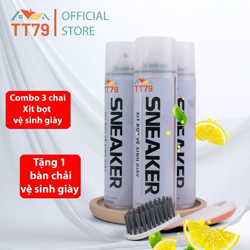 Combo 3 Chai Xịt Tạo Bọt Vệ Sinh Giày Sneaker Cao Cấp Tặng Kèm Bàn Chải Đa Năng - 4
