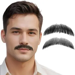 REHANA HAIR Kumis Palsu Alami FREE LEM Kumis Alami Kumis Natural Kumis Fake Kumis Natural Black Extension Kulit