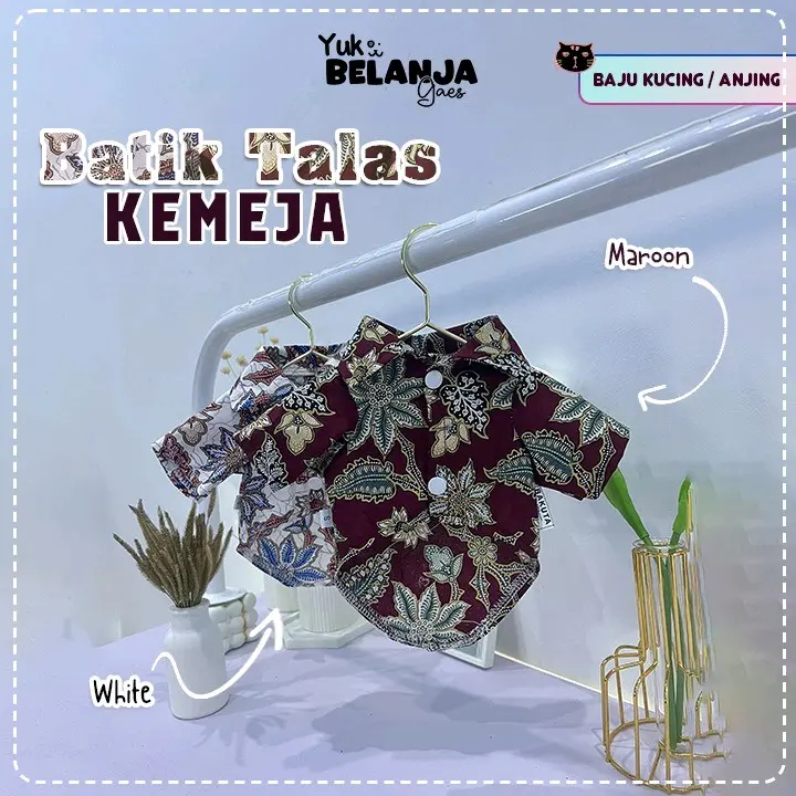 Bakuta Kemeja Batik Talas baju kucing anjing [ size S - XL ] baju kucing anjing lucu  dan Murah