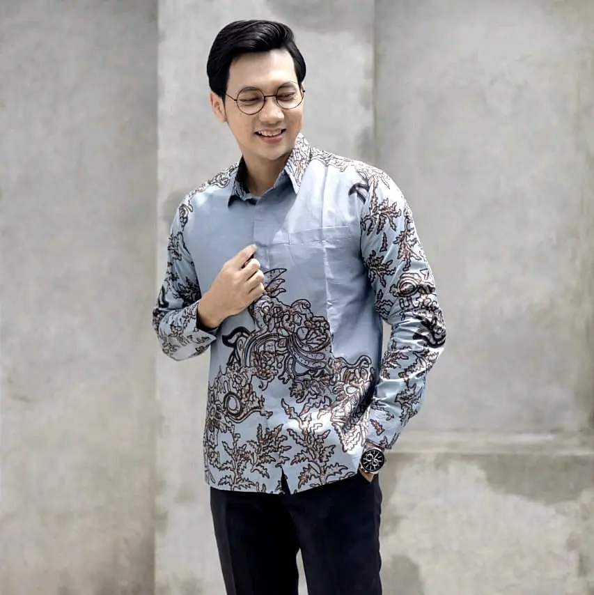 Batik Afandi Kemeja Batik Slim FIT Pria SOLO Motif BYAKTA  Full Furing Katun PRIMISIMA Slim Fit Hem Kerja Baju Formal Nyaman Panjang