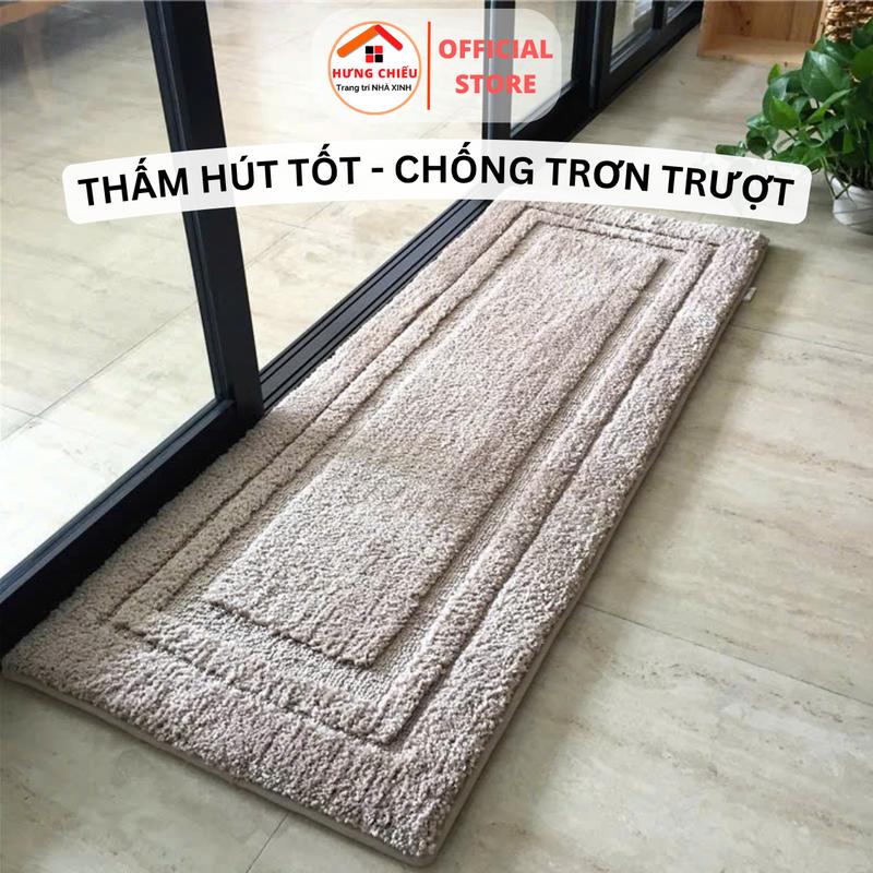 Thảm trải bếp lông cừu len mềm mịn thấm hút nước thảm lau chân ca cấp đế cao su đúc chống trơn trượt mã A - Hưng Chiếu