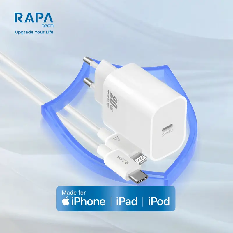 Paket Wajib Accessories Iphone K x RAPAtech Power II Charger iPhone 13 14 15 16 16pro 16 pro maxSeries Mfi Cable  + Hybrid Magsafe Case iPhone 13 14 15 With Premium Tempered Glass 8