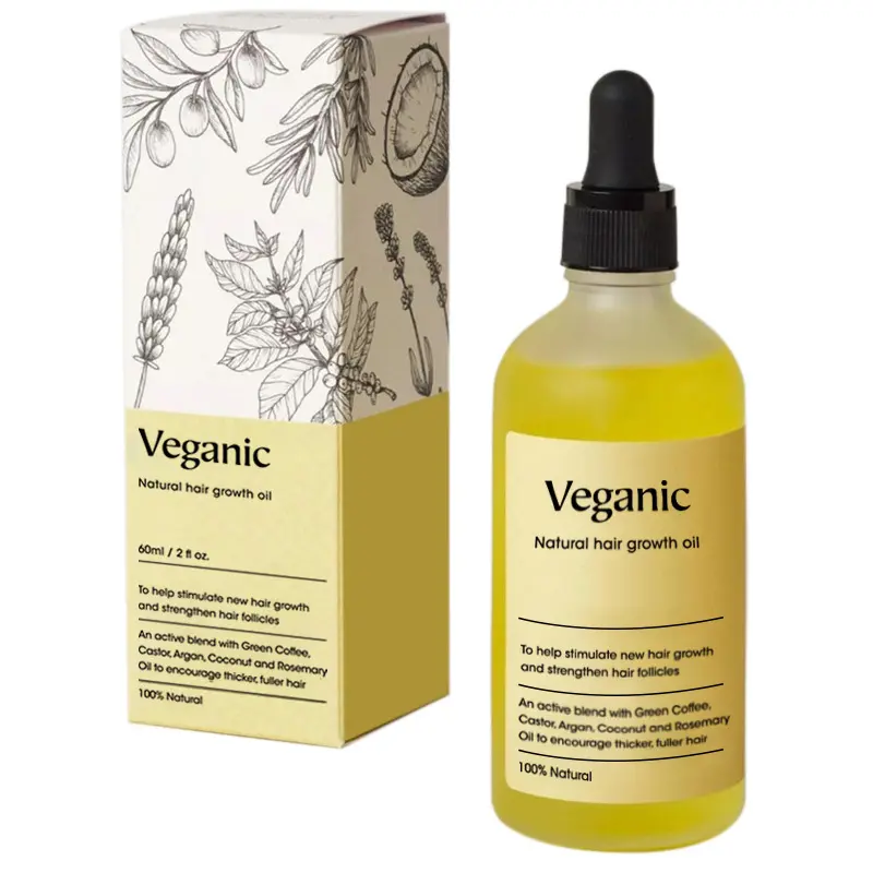 Natural Hair Growth Oil Veganic 60ml To Help Stimulate New Hair Growth and Strengthen Hair Follicles