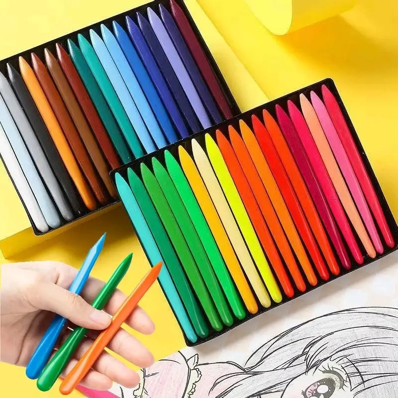 [ Isi 24pcs & 36pcs ] Crayon Anti Kotor High Quality | Crayon Lab Non Toxic Crayon Triangular Triangle | Krayon Halus Tidak Mudah Patah Stationery