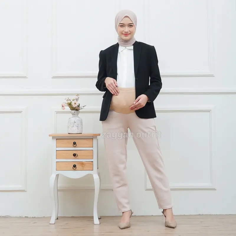 Celana Ibu Hamil Kerja Scuba Premium Jumbo Wanita Office Termurah pinggang elastis Hitam navy scuba 5