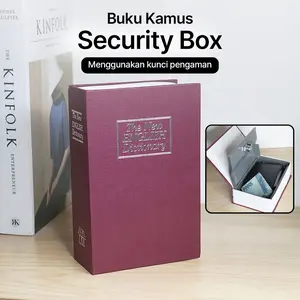 Kotak Buku Kamus Hidden Security Box Dictionary Book Key Lock Sedang - Red