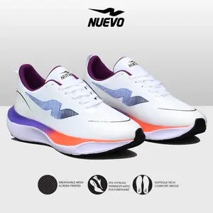 NUEVO - Sepatu Lari Pria Willmax Putih Purple Sneakers Running Cowok Olahraga Jogging Outdoor Ringan