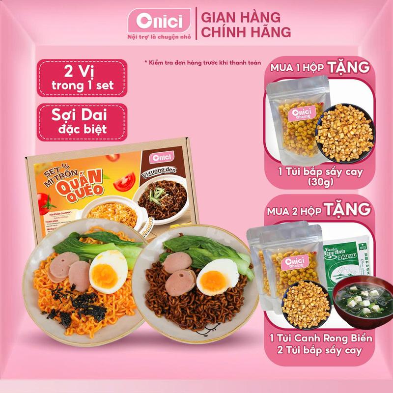 Set Mì Trộn Quắn Quéo 2 Vị Carbonara, Tương Đen Bếp Của Mẹ ONICI - kèm hướng dẫn nấu